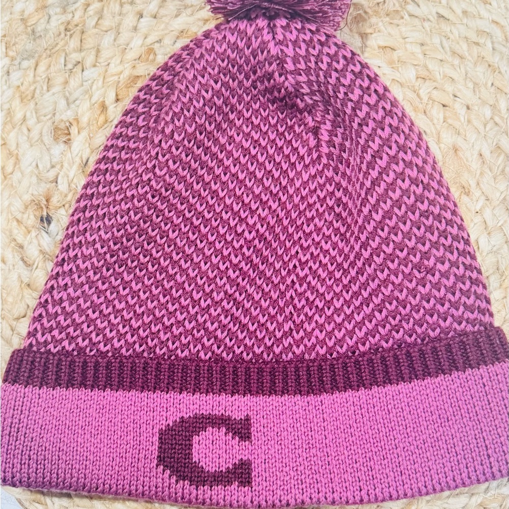 Coach Magenta Knit Beanie